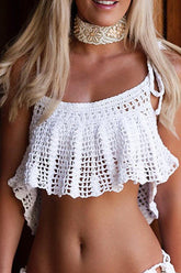 Ruffle Knit Bikini Crop Tank - 4 Colors